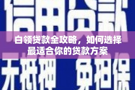 城固白领贷款全攻略，如何选择最适合你的贷款方案